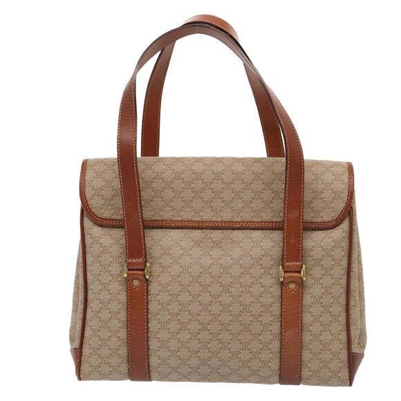 CELINE Macadam Canvas Hand Bag Beige Gold - Picture 3 of 13